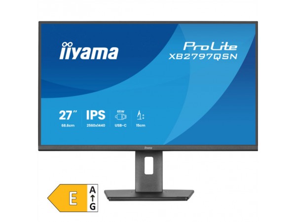 Monitor Iiyama 68,6 cm (27") XB2797QSN-B1 2560x1440 75Hz IPS 1ms HDMI DP USB-C 65W Pivot Zvočniki  7H AdaptiveSync HDR10 ProLite