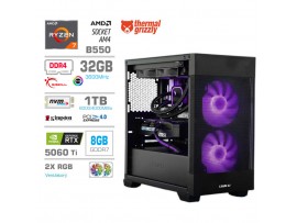 Računalnik MEGA MT S7X R7-5700X/RTX5060Ti/32GB/1TB/750W/Brez OS/črna RGB + Estetski napajalni kabli [Vijolična / Črna]