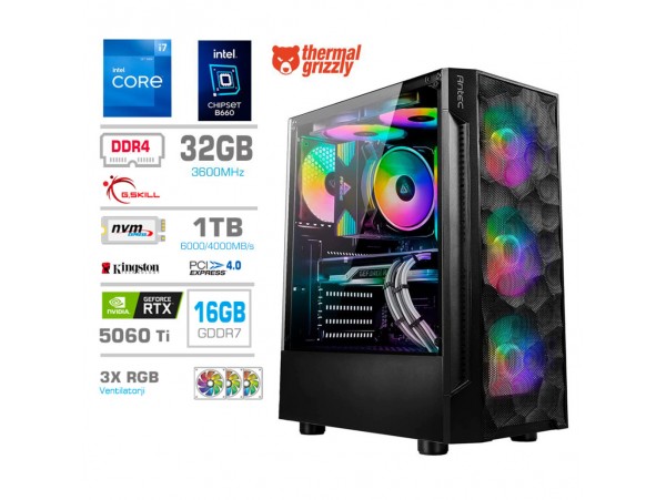 Računalnik MEGA TWR S7 i7-12700K/RTX5060Ti-16GB/32GB/1TB-4.0/750W/Brez OS RGB