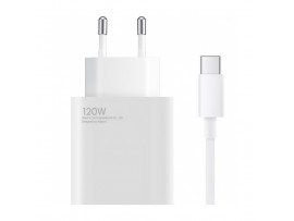 Hišni polnilec 100-240V => 1x USB-A 120W QC GaN Xiaomi 120W 6A z USB-C kablom bel (BHR9462EU)
