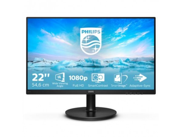 Monitor Philips 54,6 cm (21,5") 221V8A 1920x1080 75Hz IPS 4ms VGA HDMI Zvočniki  3H srGB V-Line