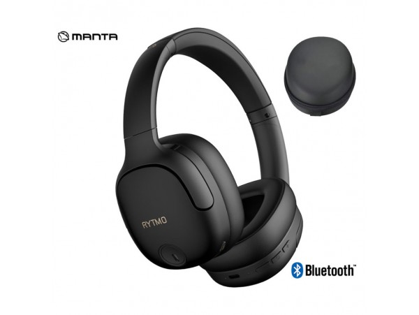 Slušalke brezžične Manta naglavne BT RYTMO ELEGANCE črne ANC Bluetooth (SLU-MAN-RYT-HDP1001BK)