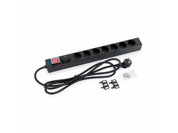Prenapetostna zaščita Triton 2,00m 1xDIN49441 7x230V ALU rack 1U 19" stikalo (RAB-PD-X12-A1)