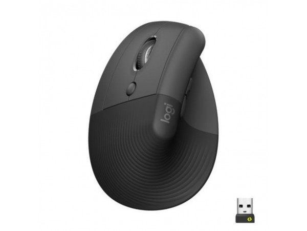 Miš brezžična + Bluetooth Logitech Lift Vertical za levičarje 4000DPI ergonomična grafitna (910-006474)