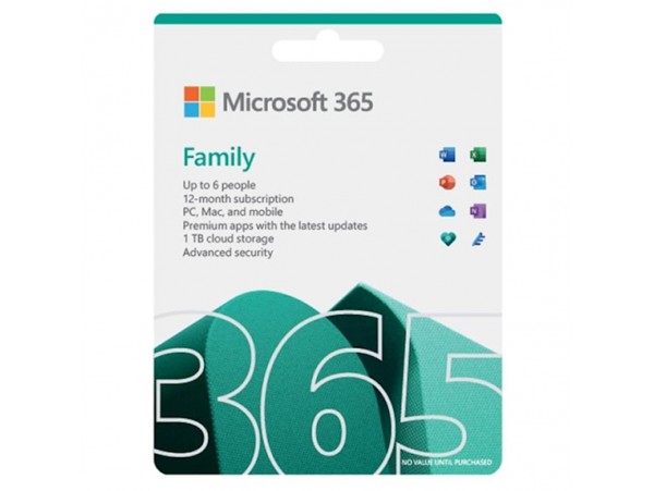 Microsoft 365 Family FPP SLO 32/64bit - 1 letna naročnina do 6 PC (lahko tudi Mac in tablico) (EP2-32391)