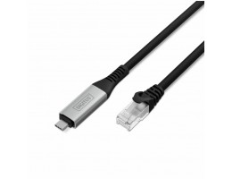 Kabel USB-C(m) => UTP Cat6a RJ45 2,00m 1Gb/s Digitus črn (AK-300601-020-S)