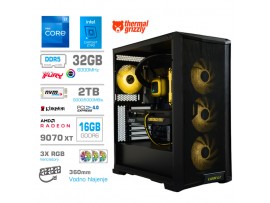 Računalnik MEGA TWR S10 i7-12700K/RX9070 XT/32GB-DDR5/2TB-4.0/1050W/Brez OS/črna RGB + Estetski napajalni kabli [Rumena / Črna]