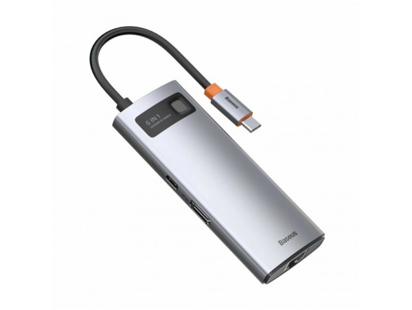 Priklopna postaja USB-C => BASEUS 6v1 1xHDMI 4K@30Hz 3xUSB3.0 1xUSB-C 100W 1xRJ45 (CAHUB-CW0G)