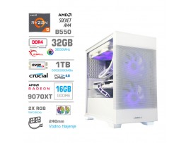 Računalnik MEGA MT S7X R9-5950X/RX9070 XT/32GB/1TB/750W/Brez OS/bela RGB + Estetski napajalni kabli [Vijola / Bela]