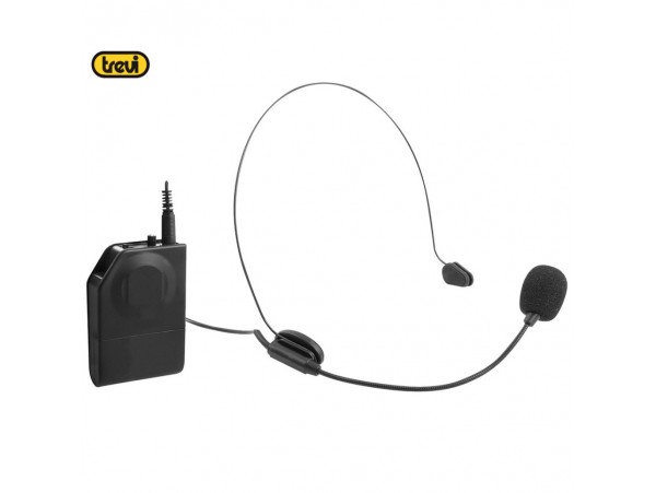Brezžični naglavni mikrofon s sprejemnikom TREVI EM408 6,3mm UHF 677MHz domet do 20m črn