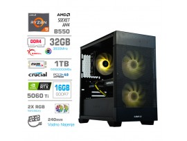 Računalnik MEGA MT S7X R9-5950X/RTX5060Ti-16GB/32GB/1TB/750W/Brez OS/RGB + Estetski napajalni kabli [Rumena / Črna]