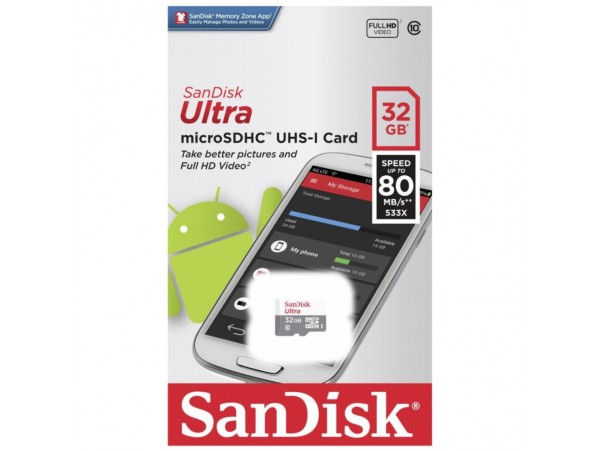 Spominska kartica SDHC 32GB Sandisk Ultra 100MB/s/U1 V10 UHS-I (SDSQUNR-032G-GN3MN)