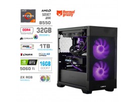 Računalnik MEGA MT S7X R7-5800X/RTX5060Ti-16GB/32GB/1TB-4.0/750W/Brez OS/črna RGB + Estetski napajalni kabli [Zelena / Črna]