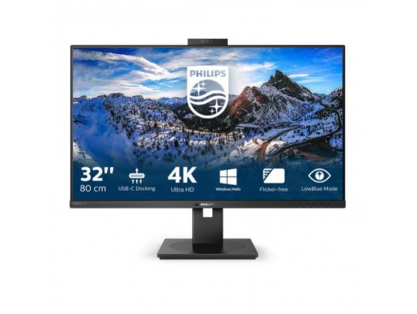 Monitor Philips 80 cm (31,5") 329P1H 3840x2160 konferenca IPS 4ms 2xHDMI DisplayPort USB-C 90W 4xUSB3.2 Pivot Kamera Zvočniki 2x5W  3H sRGB128% RJ45 P-Line