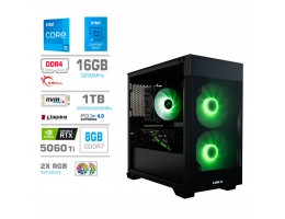 Računalnik MEGA MT S7X i5-14400/RTX5060Ti/16GB/1TB/750W/Brez OS/črna + Estetski napajalni kabli [Zelena / Črna]