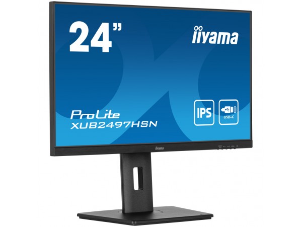 Monitor Iiyama 60,5 cm (23,8") XUB2497HSN-B2 1920x1080 100Hz IPS 1ms HDMI DisplayPort USB-C 65W DP-Out 4xUSB3.2 Pivot Zvočniki  sRGB99% RJ45 ProLite Daisy Chain