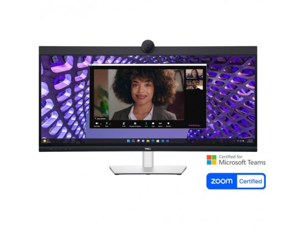 Monitor Dell 86,7 cm (34,14") P3424WEB 3440x1440 Curved konferenca IPS 5ms HDMI DisplayPort USB-C 90W 4xUSB3.2 HAS Kamera Zvočniki 2x5W  3H sRGB99% RJ45 KVM Zoom in Teams certificiran