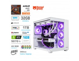 Računalnik MEGA MT S5 R7-7800X3D/RTX5070Ti/32GB-DDR5/1TB/750W/Brez OS/bela RGB + Estetski napajalni kabli [Vijolična / Bela]