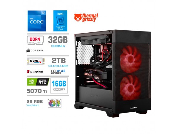 Računalnik MEGA MT S7X i7-12700K/RTX5070Ti/32GB/2TB-4.0/750W/Brez OS/črna RGB + Estetski napajalni kabli [Rdeča / Črna]