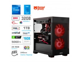 Računalnik MEGA MT S7X i7-12700KF/RTX5060Ti-16GB/32GB/1TB/750W/Brez OS/črna RGB + Estetski napajalni kabli [Rdeča / Črna]