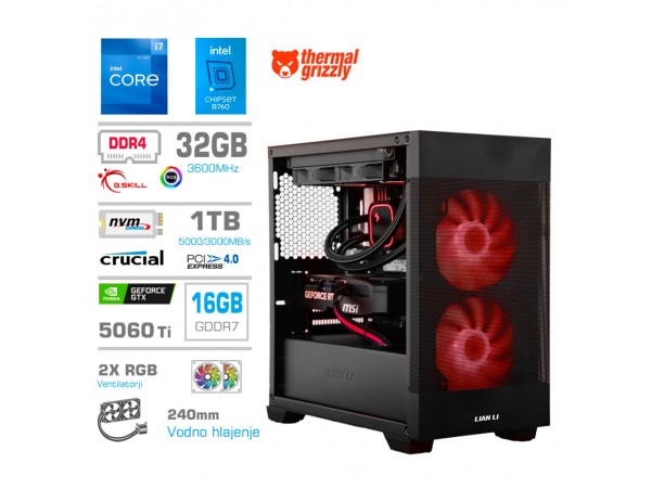 Računalnik MEGA MT S7X i7-12700KF/RTX5060Ti-16GB/32GB/1TB/750W/Brez OS/črna RGB + Estetski napajalni kabli [Rdeča / Črna]