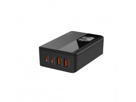 Hišni polnilec 100-240V => 2x USB-A (ž) 2x USB-C 65W QC4 PD 1,50m Voltaic Moye črn (13486)
