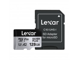 Spominska kartica microSDXC 128GB Lexar SilverPlus 205MB/s/U3 V30 UHS-I A2  +adapter (LMSSIPL128G-BNANG)