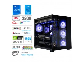 Računalnik MEGA MT S5 i7-14700/RTX5070Ti/32GB/2TB-4.0/750W/Brez OS/črna RGB + Estetski napajalni kabli [Vijolična / Črna)