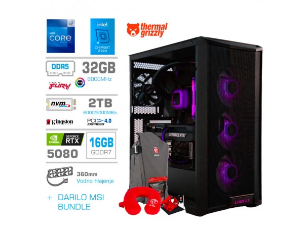 Računalnik MEGA TWR S10 i9-12900KF/RTX5080/32GB/2TB-4.0/1000W/Brez OS/črna RGB + Estetski napajalni kabli [Vijola / Črna]