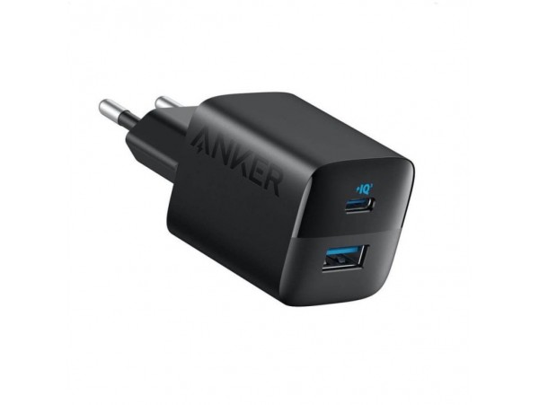 Hišni polnilec 100-240V => 1x USB-C in 1x USB-A 33W za mobilni telefon ali tablični računalnik Anker 323 PIQ 3.0 črn (A2331G11)
