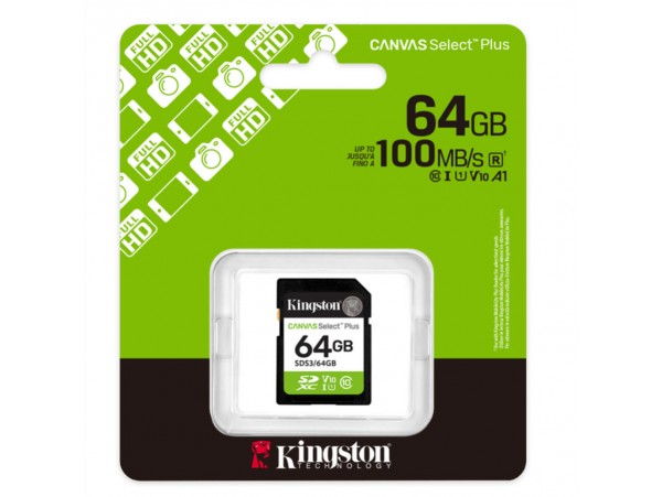 Spominska kartica SDXC 64GB Kingston Canvas Select Plus 100MB/s/U1 V10 UHS-I (SDS3/64GB)