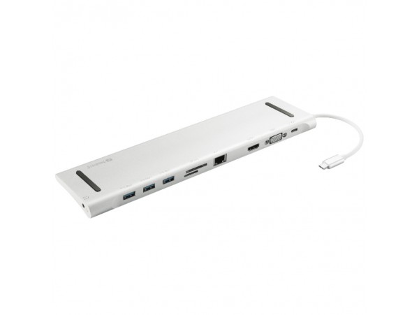 Priklopna postaja USB-C => Sandberg USB-C 10 v 1 Docking postaja za prenosnike