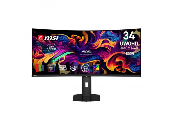 Monitor MSI 86,4 cm (34,0") 341CQPDE X28 3440x1440 Curved Gaming 280Hz OLED 0,03ms 2xHDMI DisplayPort USB-C 15W HAS  DCI-P3-99% FreeSync Premium PRO G-Sync Compatible HDR500 MAG