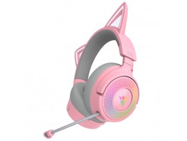 Slušalke brezžične Razer naglavne z mikrofonom BT/1x3,5mm/USB Kraken Kitty V3 Pro roza Gaming (RZ04-05170200-R3M1)