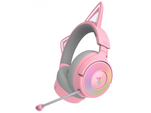 Slušalke brezžične Razer naglavne z mikrofonom BT/1x3,5mm/USB Kraken Kitty V3 Pro roza Gaming (RZ04-05170200-R3M1)
