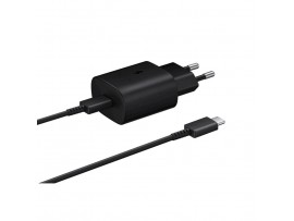 Hišni polnilec Samsung 25W EP-TA800 220V => USB-C + kabel USB-C 1m črn (EP-TA800XBEGWW)