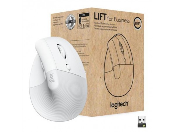 Miš brezžična + Bluetooth Logitech Lift Vertical For Business 4000DPI ergonomična bela (910-006496)