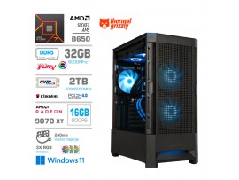 Računalnik MEGA MT S8 R7-7700X/RX9070 XT/32GB-DDR5/2TB-4.0/750W/Win11Home/črna RGB + Estetski napajalni kabli [Modra / Črna]