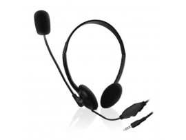 Slušalke žične Ewent naglavne 1x3,5mm črne nadzor glasnosti z mikrofonom (EW3567)