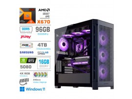 Računalnik MEGA TWR S11 R9-9950X3D/RTX5080/96GB-DDR5/4TB-4.0/1050W/Win11Home/črna RGB + Estetski napajalni kabli [Vijolična / Črna]