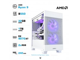 Računalnik MEGA MT S7X R9-5950X/RX9070 XT/32GB/1TB/750W/Brez OS/bela RGB + Estetski napajalni kabli [Vijola / Bela]