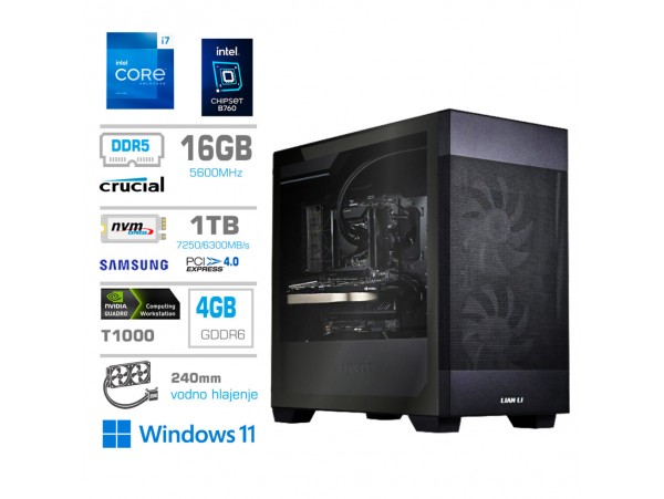Računalnik MEGA MT S7X WORKSTATION i7-13700F/T1000-4GB/16GB-DDR5/1TB-4.0/750W/Win11Pro/črna