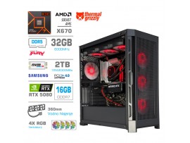 Računalnik MEGA TWR S11 R7-9800X3D/RTX5080/32GB-DDR5/2TB-4.0/1050W/Brez OS/črna RGB + Estetski napajalni kabli [Rdeča / Črna]