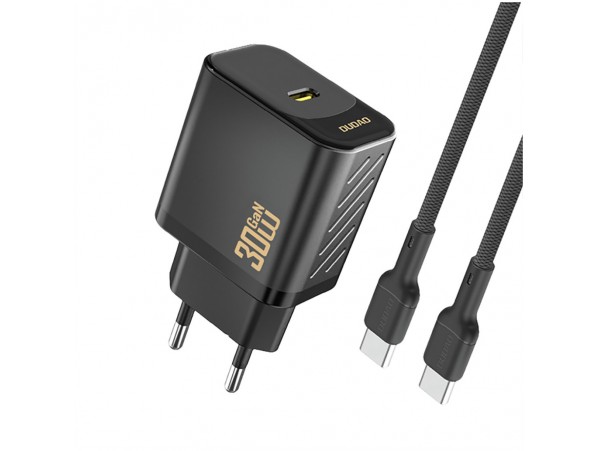 Hišni polnilec 100-240V => 1x USB-C 30W GaN PD s priloženim kablom USB-C črn Dudao (A27PCEU-Black)