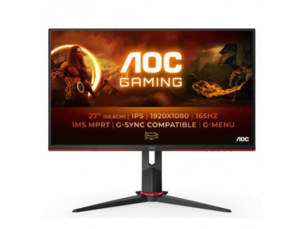 Monitor AOC 68,6 cm (27,0") 27G2SPU/BK-PE 1920x1080 Gaming 165Hz IPS 1ms VGA HDMI 2xHDMI DisplayPort 4xUSB3.2 Pivot  FreeSync FreeSync Premium G2 poškodovana embalaža