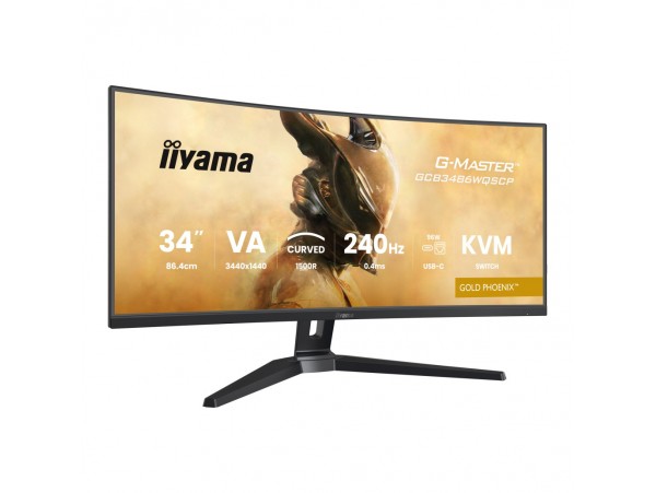 Monitor Iiyama 86,4 cm (34,0") GCB3486WQSCP-B1 3440x1440 Curved Gaming 240Hz VA 0,4ms 2xHDMI DisplayPort USB-C 95W 3xUSB3.2 USB-C-Out HAS Zvočniki 2x5W  sRGB99% FreeSync Premium RJ45 KVM HDR400
