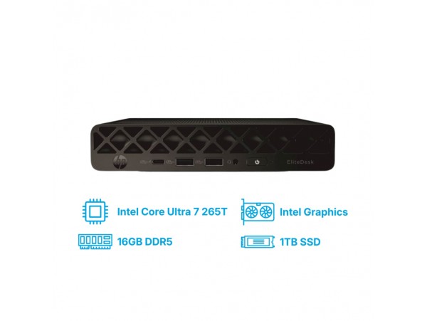 Računalnik HP Mini ProDesk 4 G1i Ultra 7-265T/Q870/16GB/1TB/1xM.2 prost/Intel grafika HDMI 2xDP /BT WiFi RJ45/90W-89%/Win11Pro BY7D1ET