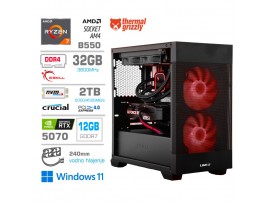 Računalnik MEGA MT S7X R7-5800X/RTX5070/32GB/2TB-4.0/750W/Win11Home/črna RGB + Estetski napajalni kabli [Rdeča / Črna]