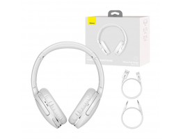 Slušalke brezžične BASEUS naglavne BT/1x3,5mm D02 Pro bele ENC (NGTD010302)