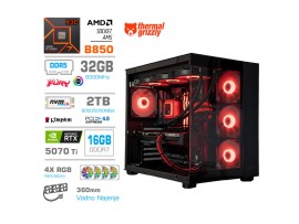 Računalnik MEGA MT S5 R7-7800X3D/RTX5070Ti/32GB-DDR5/2TB-4.0/750W/Brez OS/črna RGB + Estetski napajalni kabli [Rdeča / Črna)